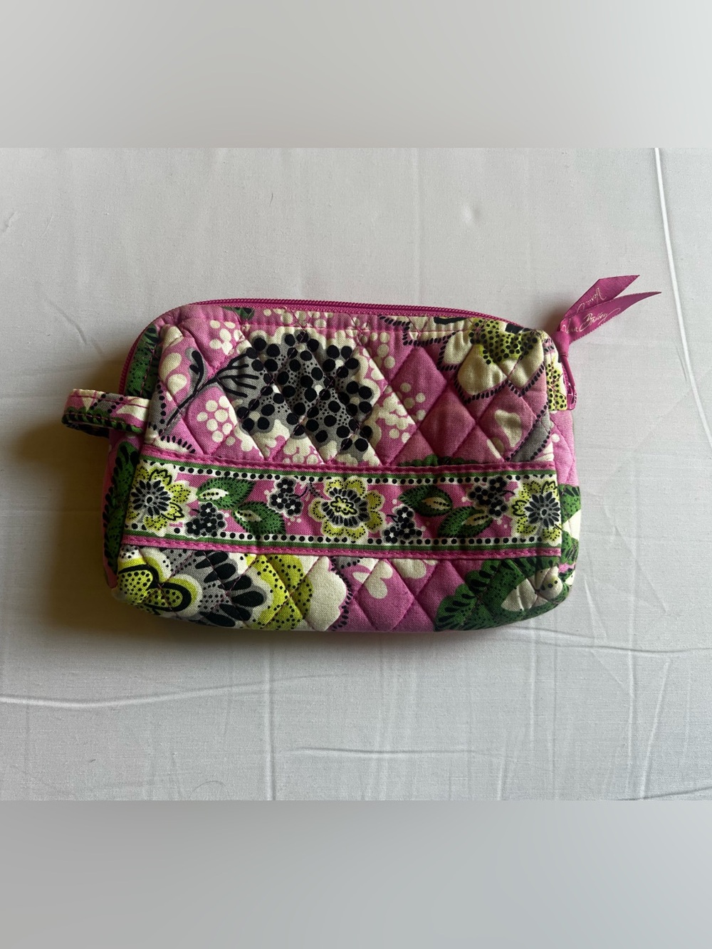 Vera Bradley Priscilla Pink Floral Quilted Cosmetic Pouch